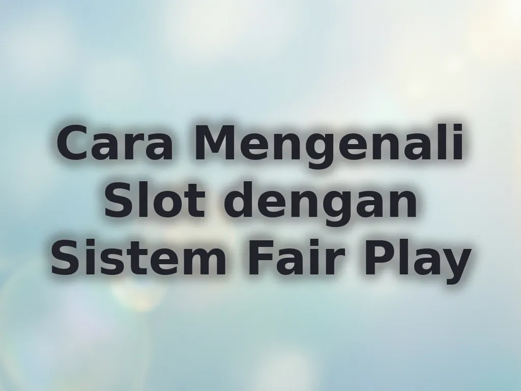 Cara Mengenali Slot dengan Sistem Fair Play